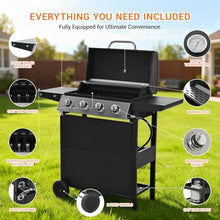 EUHOME 4-Burner Stainless Steel Gas Grill | 34,000 BTU Total Output & 421 sq.in Cooking Area | Powerful Even-Heat System for Large Family BBQs & Backyard Parties