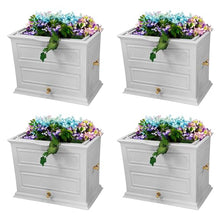 Good Ideas Savannah Colonial Style 42 Gallon Rain Saver Barrel with Planter and Brass Spigots Light Gray 4 Pack