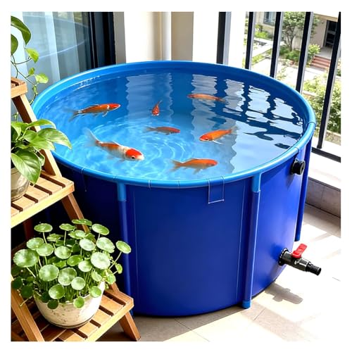 Portable Stock Tank for Koi Pond, Round Outdoor Fish Pond Pool with Durable Frame, Large Collapsible Outdoors Tarpaulin, for Koi Pond Culture Agricultural Irrigation Water Storage Tank(4x1.2m-15T)