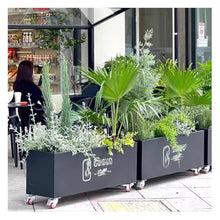 Etlegor Modern Tall Rectangular Trough Planter, Metal Raised Garden Bed with Wheels for Tall Plants and Flowers Standing Growing Bed Herb Planter for Commercial and Residential(Black,100x30x60cm)