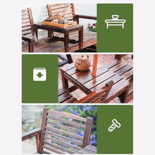 Outdoor Garden Park Bench, Weatherproof Wood Yard Bench Lawn Patio Porch Bench with Backrest and Arms, Two-Person Seat with Table, for Backyard/Balcony/Entry