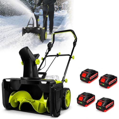Cordless Snow Blower,Battery Powered Snow Thrower 4batteries