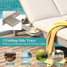 TREXM 5-Position Adjustable Backrest Double Chaise Lounge Outdoor, Outdoor Chaise Lounge with Cushion and Folding Side Trays for 2 People, Patio Double Chaise Lounge for Poolside Garden, Gray