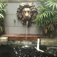 Lion Head Wall Hanging Fountain Sprayer, Nozzle Golden Garden Water Spray, Sculpture Head, Outdoor Watering Decoration Accessories for Office, Bedroom, Pond(Brown,80x95x32cm)