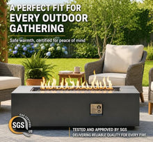 60" Rectangular Propane Fire Pit Table, 60,000 BTU with Propane Tank Cover