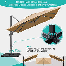Sunnyglade 10x13Ft Cantilever Patio Umbrella Rectangular Deluxe Offset Tan