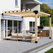 DIY Attached Pergola Bracket Kit with Roof Rafters - 6x6 Posts + 2x6 Rafters - Build Up to 12' x 12' - Steel Hardware Only