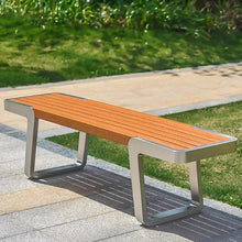 Sunyongfly Outdoor Garden Bench,Park Bench,Wooden seat,Stainless Steel Bench, for Squares, Parks, and Residential Areas(Size:160CM)