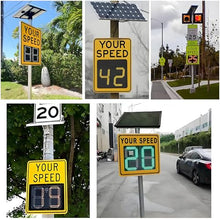 24''Solar Powered Radar Speed Limit Sign - LED Speed Limit Radar Detective Display,Radar Feedback Sign,Applicable to Highways,Speed-Limited Roads White-3digitdisplay
