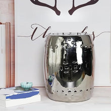 Ceramic Garden Stool Decorative Garden Stools Gold Plated Silver Plated Porcelain Stool Home Decor Dressing Stool Gold Silver Shoe Change Stool Ceramic Drum Stool Ornament Garden Stool Ceramic(A)