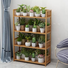 4 Tier Wood Plant Holder Shelf Indoor Outdoor Bamboo Plant Shelf Multiple Flower Pot Display Shelf Multifunctional Storage Rack Holder Floor Standing Plant Stand For Patio Balcony Garden Yard