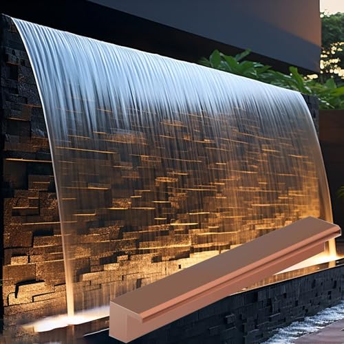 MLYAYE Wall Mounted Recessed Waterfall Pool Fountain, Heavy Duty Horizontal Stainless Steel Pond Waterfall Spillway Kit for Landscaping - Without Pump(Bronze,170 cm (66 8/9 in))