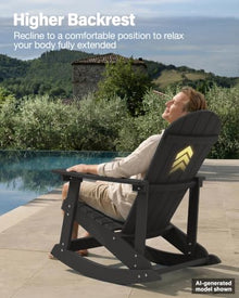 YEFU Adirondack Rocking Chair Set of 2, All-Weather Resistant, Black