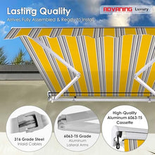 ADVANING Luxury Series, 10'x8' Electric Retractable Awning, Premium Quality Fully Assembled UV+ Sun Shade Canopy, Sunny Yellow Stripes, EA1008-A423H2