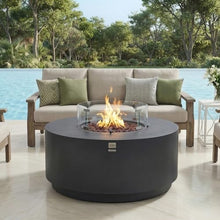 AMS Round Concrete GFRC Propane Gas Fire Pit Table (Dark Gray)