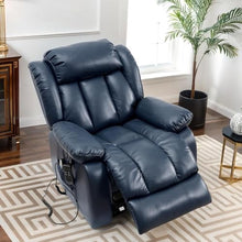 UOPYNE Electric Power Lift Recliner Chair with Vibration Massage and Lumbar Heating, Adjustable Reclining Sofa for Elderly, Side Storage Pockets and USB Charging Ports, Blue