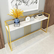 OGMOYT Console Table Marble Wrought Iron Porch Table Dining Side Table Wall Side Long Table Narrow Tabl 31.4脳11.8脳31.4 Inch