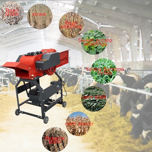 INTSUPERMAI Hay Cutter Pulverizer Grass Crusher 4-Blade Machine Red