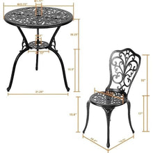 DUYHBAWRS Garden 3 Piece Outdoor Bistro Table Set All Weather Cast Aluminum Patio Bistro Sets Patio Table and