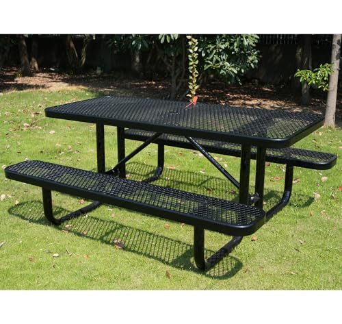 LifeYard Heavy Duty 6' Rectangular Picnic Table, Expanded Metal, Black (72" Long)