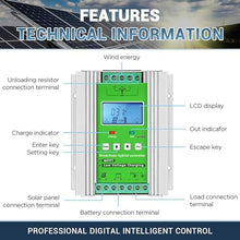 1000W Wind Solar Hybrid Charge Controller with LCD Display,12V/24V/48V Automatic Wind and Solar Charge Controller, Wind Solar Power Accessories,12V24V