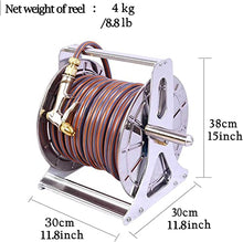 Stainless Steel Garden Hose Reel,Metal Hose Reel,Wall/Floor Mounted Retractable Garden Hose Storage Holder,Portable Compact Water Pipe Watering Reel,for Yard,Lawn,Farm,Patio