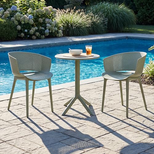 Christopher Knight Home Gerald Outdoor Bistro Set, 3-Piece Bistro Table and Chair Set of 2, Patio Furniture Set with Iron Frame, Outdoor Metal Bistro Dining Set, Poolside/Garden Cafeteria, Sage Green