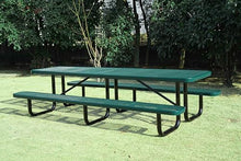 LifeYard Heavy Duty 10' KD Rectangular Metal Picnic Table with 3 Legs, 120" L x 62" W, Expanded Metal (Green)