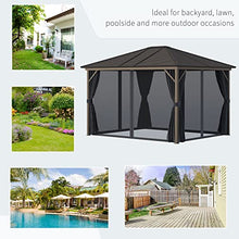 Outsunny 10' x 12' Hardtop Gazebo with Curtains and Netting Dark Gray