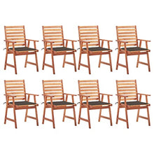 Patio Dining Chairs Set of 8 with Cushions Solid Acacia Wood Outdoor Folding White and Other