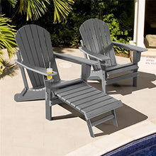 ONMYJFD Grey Patio Folding Chair All Weather Pull Out Ottoman