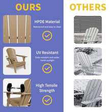 Kingdura Foldable Adirondack Chair, Portable HDPE All Weather Resistant Outdoor Patio Chairs, Wooden Textured with Cup Holder, 380LBS Capacity for Poolside, Backyard, Deck, Fire Pit (Brown)