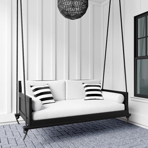 Amish Casual The Philly Amish Crafted 5 Foot Porch Swing Bed in Black, Daybed Swing Made in The USA from Kiln Dried Pine
