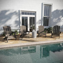 Taylor & Logan Nellis Adirondack Chair with Cup Holder, Weather Resistant HDPE Adirondack Chair in Brown, Set of 4