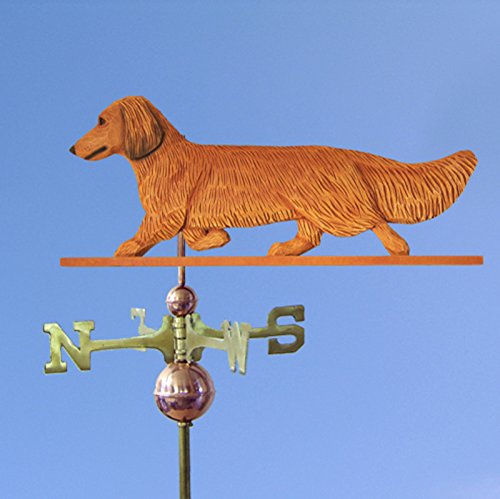 Dachshund Hand Carved & Painted Weathervane Red Long Hair 22 Inch
