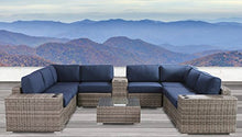 Living Source International 12 Piece Rattan Sectional Set with Cushions Blue