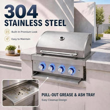 4 Burner Built in Propane Grills Charcoal & Natural Gas Grill Combo