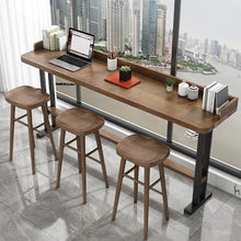 DESALAI Industrial Solid Wood Dining Table with Fence,Dining Kitchen Bar Coffee Table,End Side Tables Metal Base,Rectangle Live Edge Table,Wood Counter Height Table-No stools(140 * 40 * 1