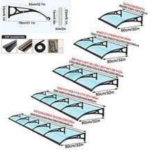 COSMETIZE Outdoor Polycarbonate Cover,Window Door Awning Canopy,Front Door Outdoor Patio Awning Canopy,Black Aluminium Frame,Uv Rain Snow Sunlight Protection Modern Door Canopy (32"x236")
