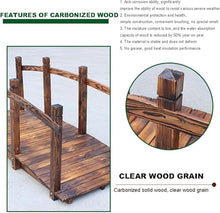 MKYOKO Garden Bridges with Safety Rails Stained Finished Wood Decorative Pond Bridges for Backyard/Cream/Farm, Outdoor Yard Walkway Path Arch Bridge