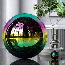 YDJIANCAI 1 Pcs Gazing Globe Mirror Ball, Mirror Polished Hollow Ball Reflective Garden Sphere, for Home Garden Ornament Decoration Rainbow(Size:22.44 in/57 cm)