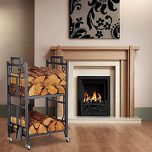 WXPWAMZ Firewood Rack Firewood Racks Firewood Storage With Wheels - Log Rack Stand With 4 Tools - Log Holder Set Includes Brush Shovel Poker And Tongs- 18 X 13 X 31 Inches