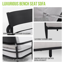 Nevoc Aluminum Outdoor Patio Furniture Set, 4 Piece Outdoor Sectional Metal Furniture Conversation Set with Loveseat Couch, 2 Club Chairs, 1 Marble Table
