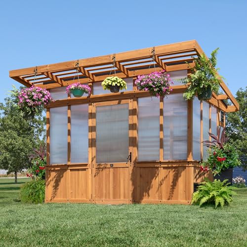 Backyard Discovery Poppy 11' x 7' Cedar Wood Greenhouse Kit Light Brown