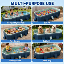Foldable Above Ground Pool, Rectangular Family Kiddie Wading Paddling Pool