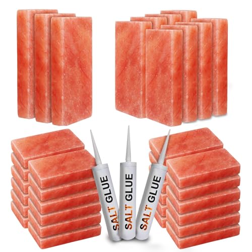 ZK Pack of 100 Himalayan Salt Tiles 8"x4"x1" for Sauna- with 3 Salt Glue