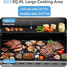 4-Burner Propane Gas BBQ Grill with Side Burner, 40,000 BTU Output Charcoal and Propane Gas Dual Fuel Grill with two charcoal trays and Side Tables for Outdoor Cooking Kitchen