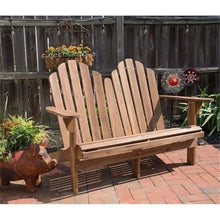Riverbay Furniture Adirondack Outdoor Loveseat, 52.36" W x 37.4" D x 38.58" H, Solid Wood Acacia, Acorn Brown Finish, Sturdy Classic Design, Indoor/Outdoor Patio or Garden Bench Style Seating