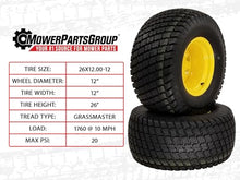 (2) Turf Tire Assemblies 26x12.00-12 Fits John Deere ZTrak 997R TCA20130