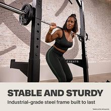 CENTR Half Rack - 7 Gauge Steel Squat Rack with J-Hooks, Pull Up Bar & Weight Storage - Matte Black